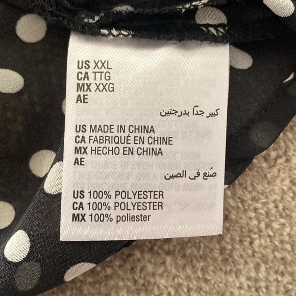 NWT INC Polka Dot Black White Contrast sheer blouse XXL - Picture 13 of 13